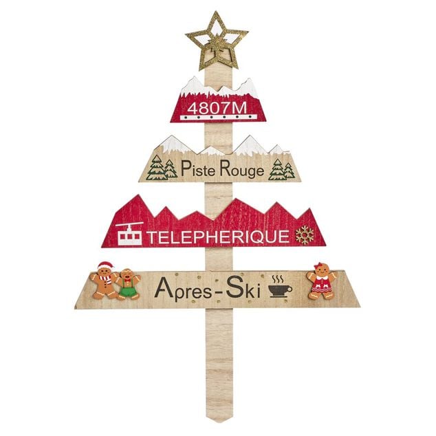 Pancarte Sapin de No&euml;l en bois H60cm