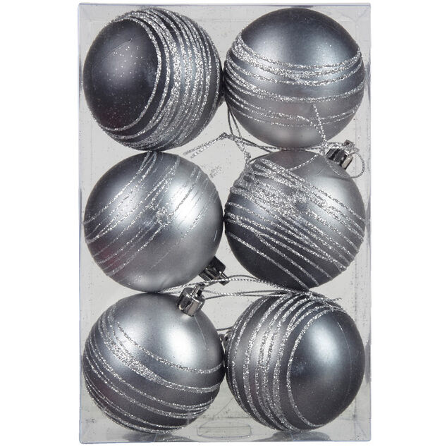 Boule de No&euml;l argent&eacute;e x6