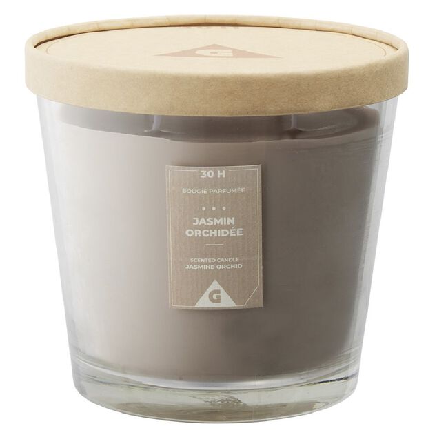 Bougie parfum&eacute;e dans verre senteur jasmin orchid&eacute;e &Oslash;13,5xH12,5cm 30H
