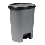 Poubelle &agrave; p&eacute;dale 27L plastique noir et gris clair 37x30xH46cm
