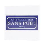 Signal&eacute;tique adh&eacute;sive "Bo&icirc;te aux lettres sans pub" - Bleu, 8x8 cm