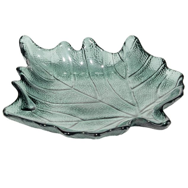 Coupelle forme feuille verre transparent 21,5x20,5xH3cm
