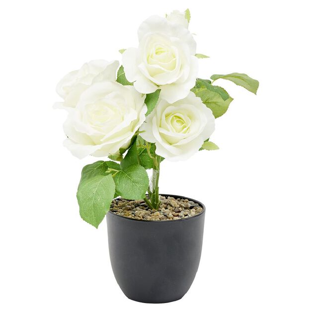 Pot rosier artificiel Ø15xH30cm blanc