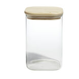 Bocal de conservation 1,1 L en verre avec couvercle en bois