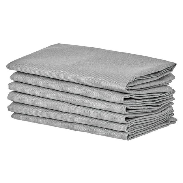 Serviette en coton uni Gris x6