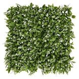 Carr&eacute; v&eacute;g&eacute;tal artificiel feuillage et fleurs blanches 50x50cm clipsable