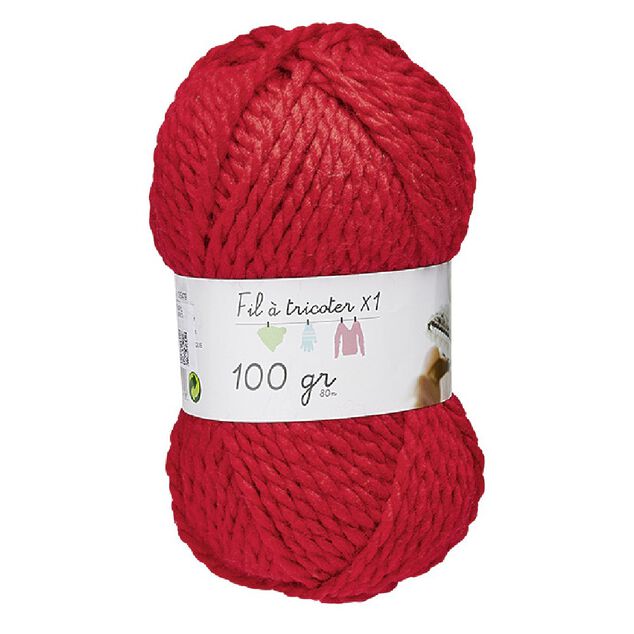 Fil &agrave; tricoter rouge acrylique