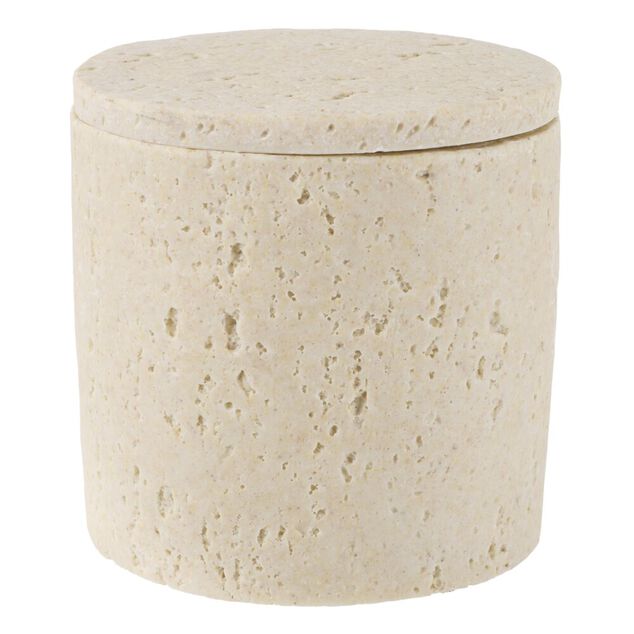 Bo&icirc;te d&eacute;corative effet pierre beige &Oslash;10xH9,,5cm