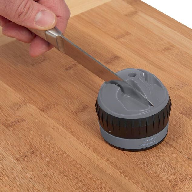 Aiguiseur &agrave; couteaux double position gris et noir