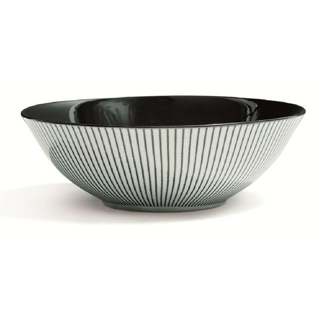 Assiette creuse d&eacute;cor rayon noir &Oslash;18cm