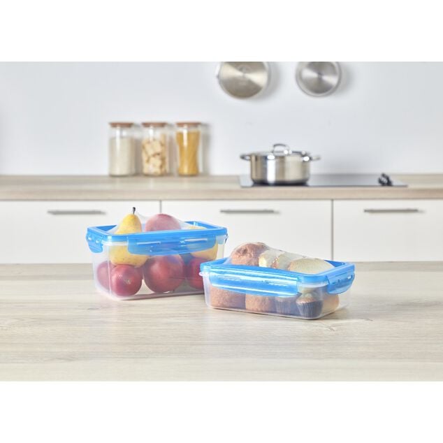 Bo&icirc;te alimentaire en plastique avec couvercle flexible en silicone x2