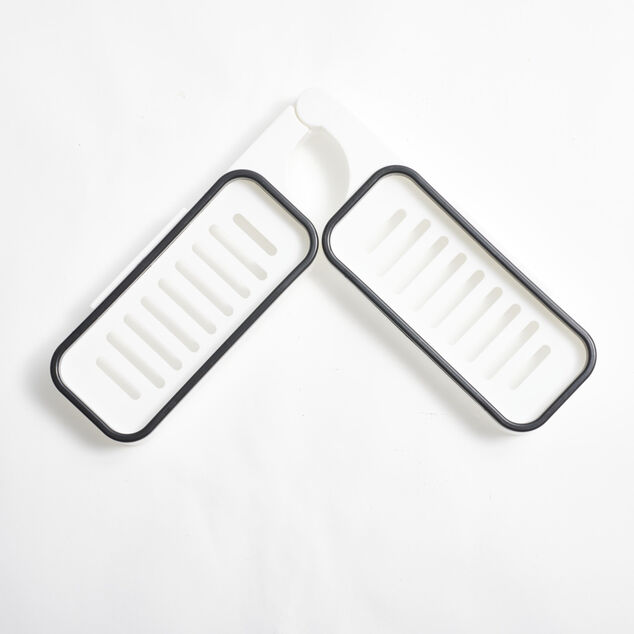 Mini &eacute;tag&egrave;re de robinet salle de bain 2en1 plastique blanc 11x63cm