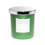 Bougie avec couvercle pot métallisé gris et vert senteur sapin 25H