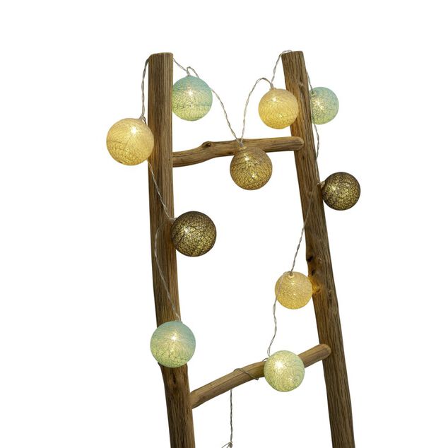 Guirlande lumineuse 10 boules beige noir bleu L165cm