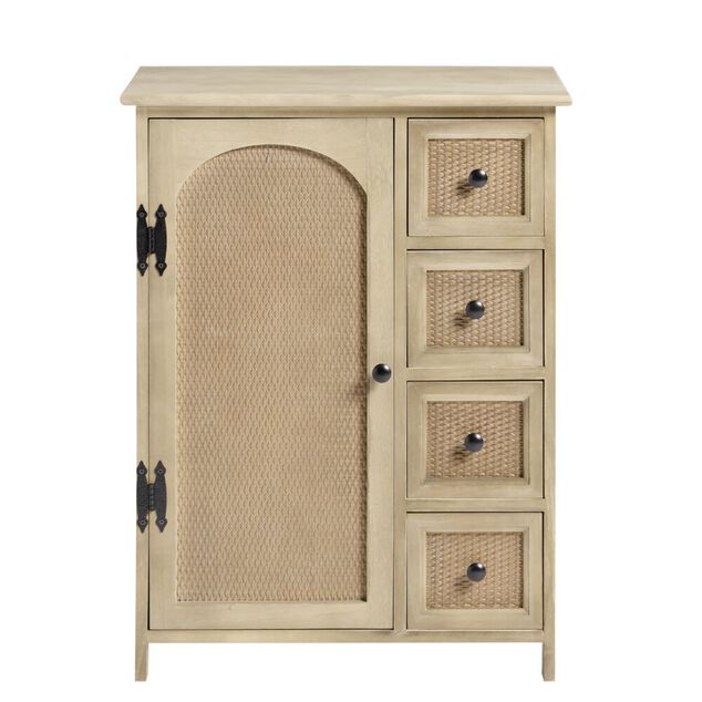 Console Jaya 1 porte et 4 tiroirs bois clair 56xH73x32cm