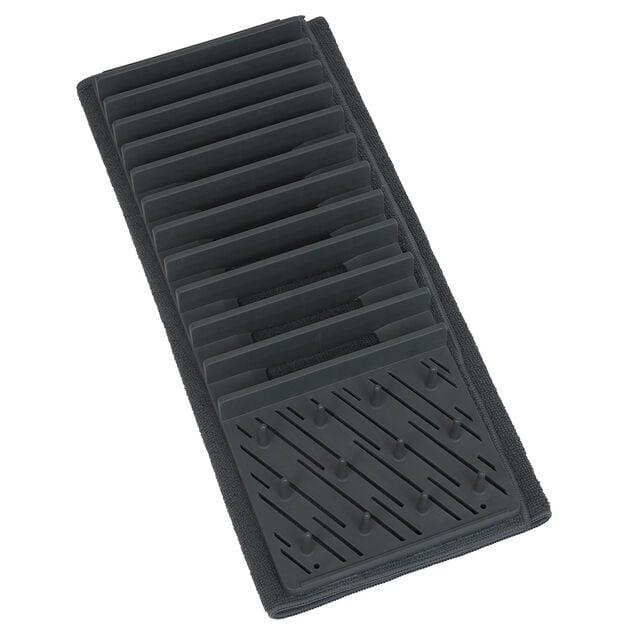 &Eacute;gouttoir avec tapis pliable gris fonc&eacute; 11 rang&eacute;es 12 picots