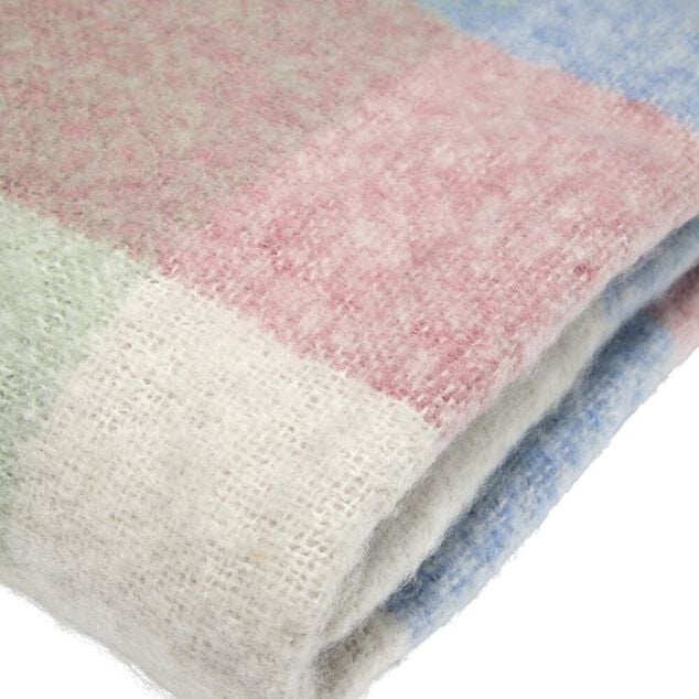Plaid &eacute;pais colorblock 130x160cm (2 mod&egrave;les bleu ou rose)