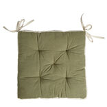 Galette de chaise matelass&eacute;e en coton vert 40x40cm
