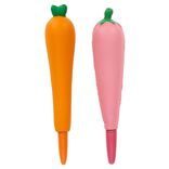 Stylo de d&eacute;compression &agrave; rebond forme carotte ou aubergine