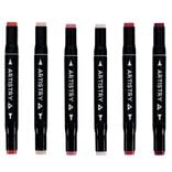 Marqueurs à double pointe teintes rouge/rose L18,5cm 6 pièces