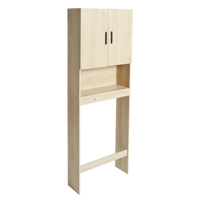 Meuble WC en bois 1 niche et placard 2 portes 64x26xH170cm