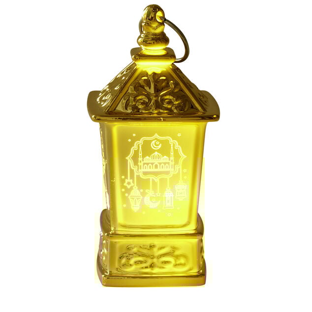 Mini lanterne LED orientale carr&eacute;e 5x5xH10cm (2 mod&egrave;les dor&eacute; ou argent&eacute;)