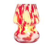 Bougie lampe 25H en verre blanc et rouge senteur cannelle Ø11,2xH15cm