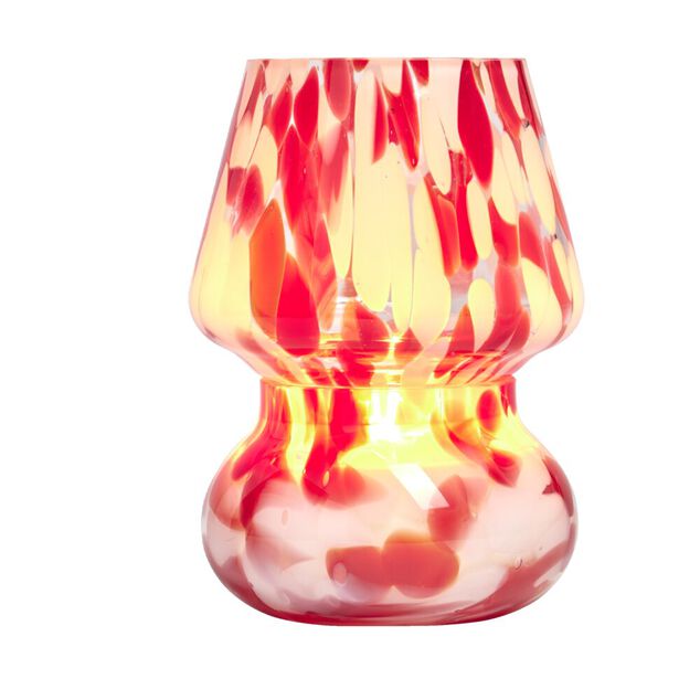 Bougie lampe 25H en verre blanc et rouge senteur cannelle Ø11,2xH15cm