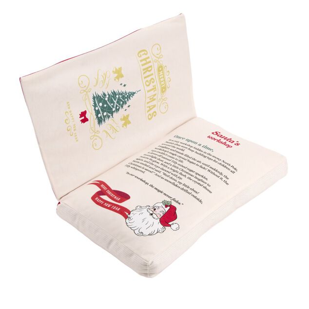 Coussin rectangulaire forme livre conte de No&euml;l L30X50XH5 cm (2 mod&egrave;les rouge ou vert)