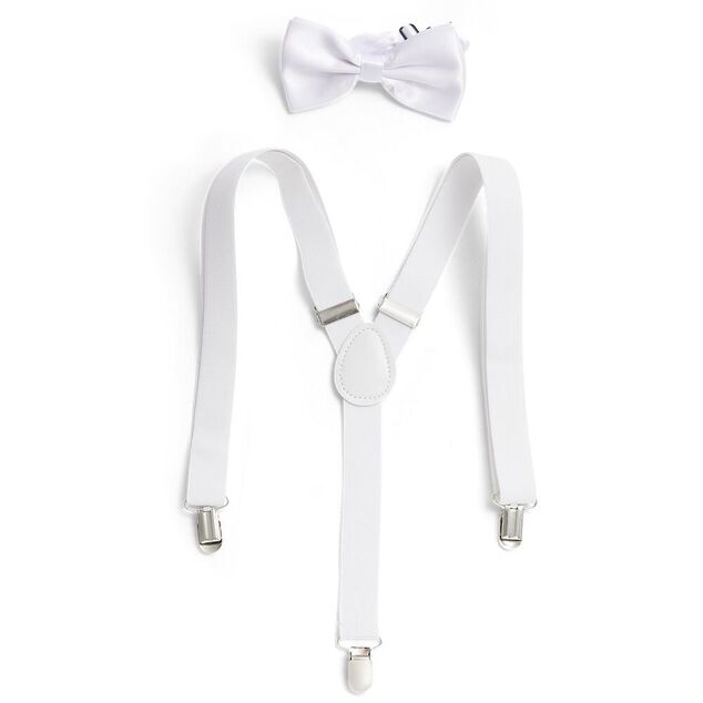 Bretelles fantaisie unies avec noeud papillon (2 mod&egrave;les)
