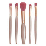 Kit de 5 pinceaux &agrave; maquillage dans bo&icirc;te avec miroir 7x13,5cm
