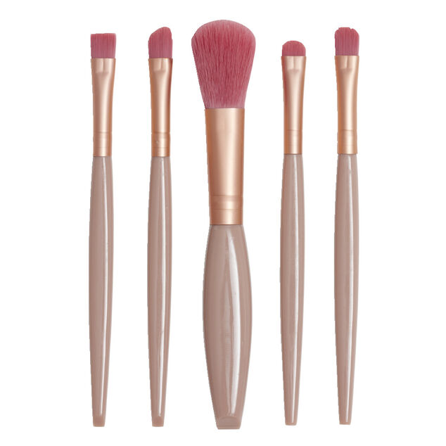 Kit de 5 pinceaux &agrave; maquillage dans bo&icirc;te avec miroir 7x13,5cm