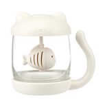 Tisanière 260ml en verre forme chat mignon blanc H11cm