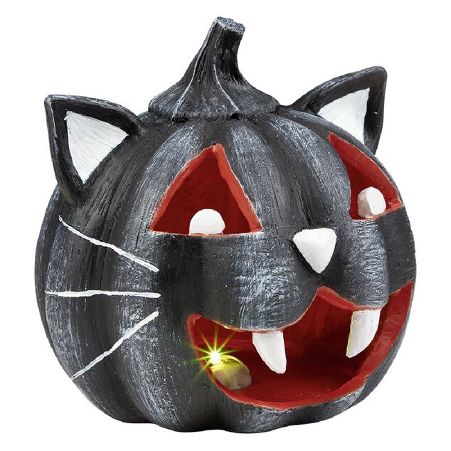 Citrouille t&ecirc;te de chat led couleur changeante d&eacute;coration Halloween