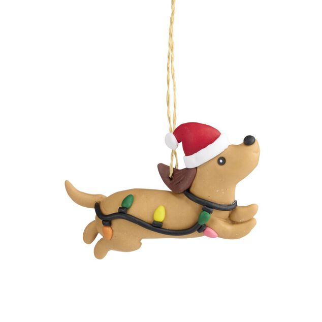 Personnage de No&euml;l fun en argile &agrave; suspendre H10cm (3 mod&egrave;les)