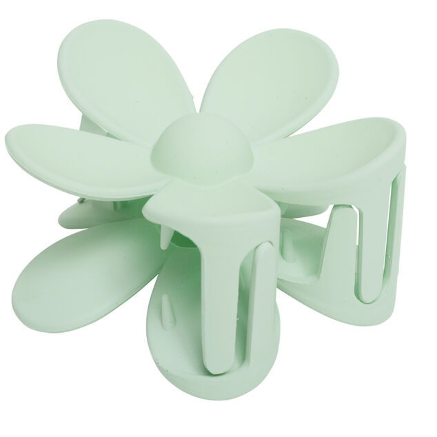 Pince à cheveux fleur plastique mat uni 7,5x4xH7cm (5 modèles)