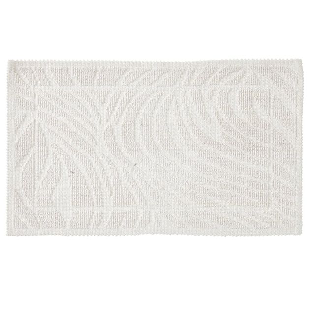 Tapis salle de bain coton relief uni beige 80x50cm