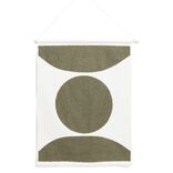 Décoration murale toile arc de cercle coton beige et kaki