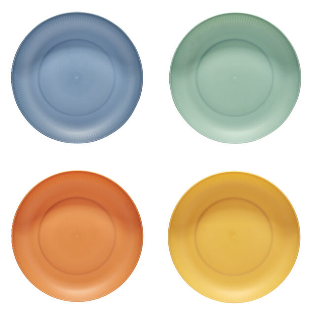 Assiette plate en plastique color&eacute; x4 &Oslash;20cm
