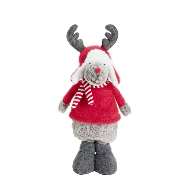 Décoration de Noël à poser renne mignon avec jambe extensible 20x17xH48à68cm