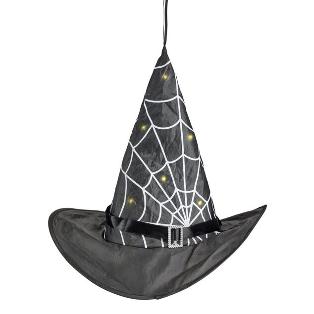 Chapeau sorci&egrave;re LED toile d'araign&eacute;e noir et blanc