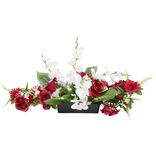 Raquette fleur artificielle L80cm rouge et blanc