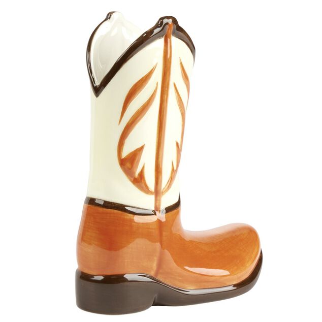 Vase c&eacute;ramique forme botte cowboy orange 20x6,5xH15,5cm