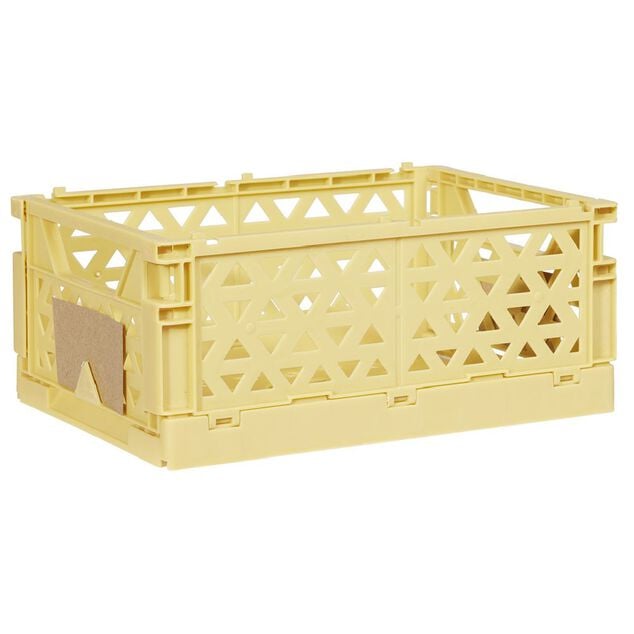 Caisse pliable avec porte-&eacute;tiquette jaune L17xl12,5xH7cm