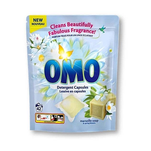 Lessive capsule OMO savon de marseille et fleur de printemps 42 pods