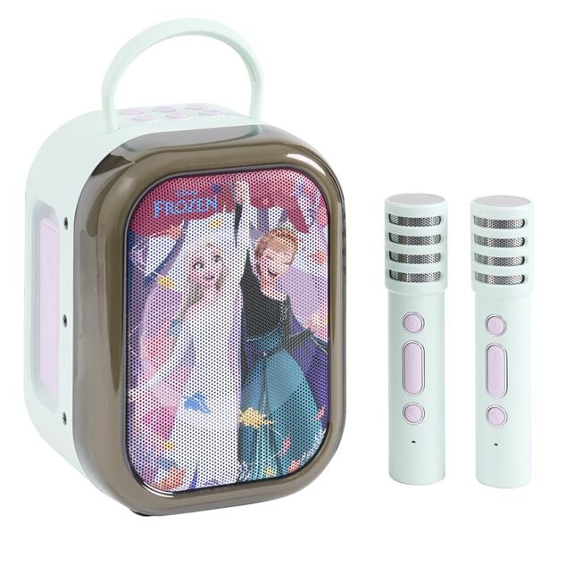 Enceinte karaok&eacute; La reine des neiges bluetooth plastique avec 2 micros H22cm