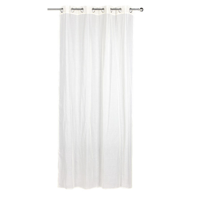 Voilage à oeillets aspect toile à beurre uni blanc ivoire