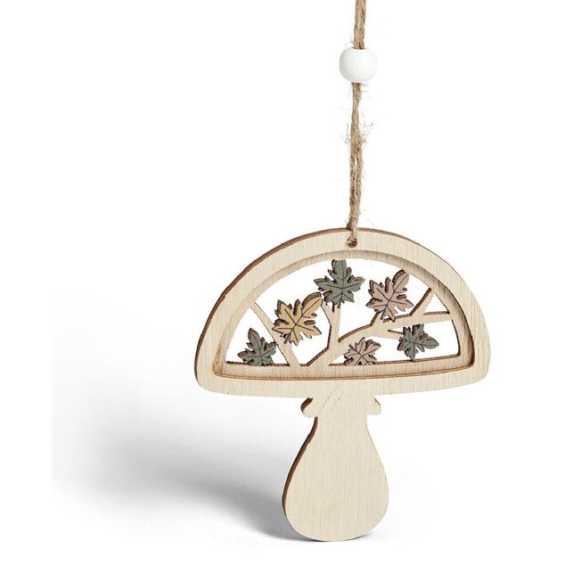 Suspension de No&euml;l for&ecirc;t en bois ajour&eacute; H10cm - 4 mod&egrave;les