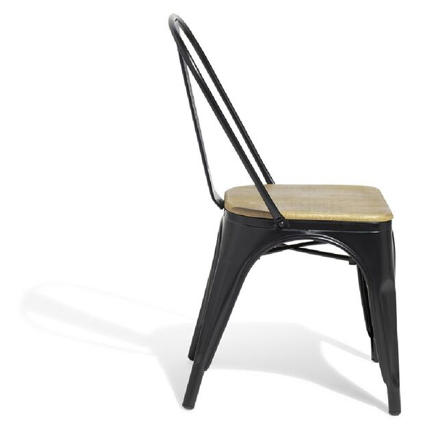 Chaise de jardin Fabrik acacia naturel et m&eacute;tal noir 51,5x44xH82,5 cm