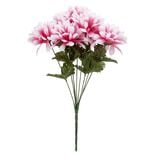 Piquet chrysanthème H44 cm rose - Fleur artificielle 9 têtes